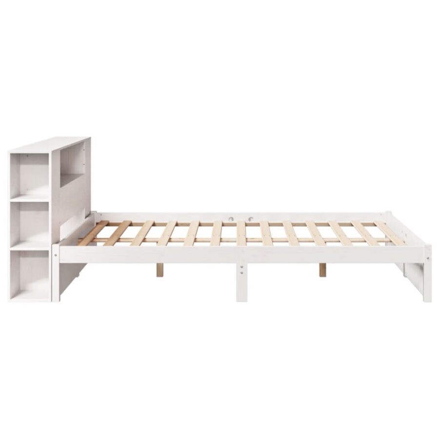 Bed met boekenkast zonder matras grenenhout wit 160x200 cm - Afbeelding 5