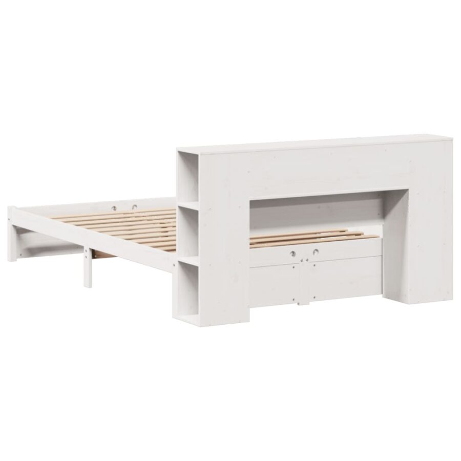 Bed met boekenkast zonder matras grenenhout wit 160x200 cm - Afbeelding 6