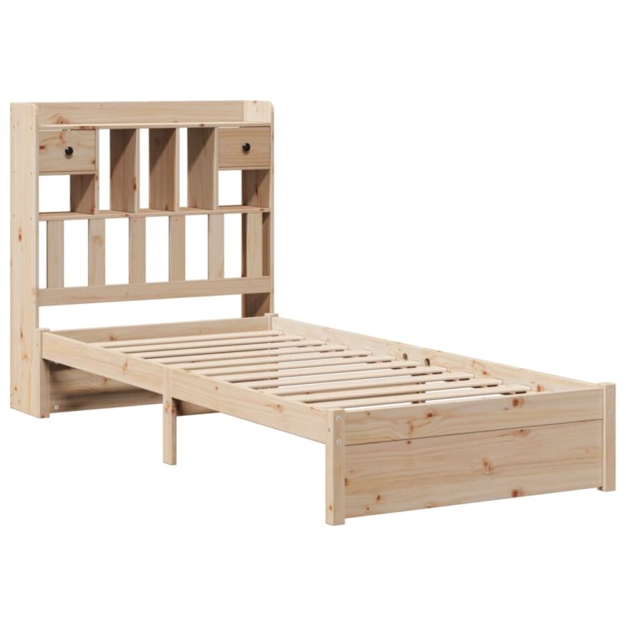 Bed met boekenkast zonder matras massief grenenhout 90x190 cm - Afbeelding 3
