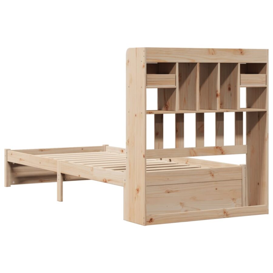 Bed met boekenkast zonder matras massief grenenhout 100x200 cm - Afbeelding 8