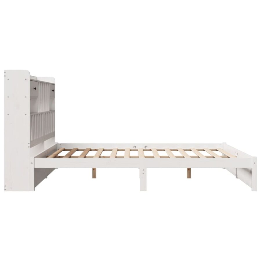 Bed met boekenkast zonder matras grenenhout wit 180x200 cm - Afbeelding 7