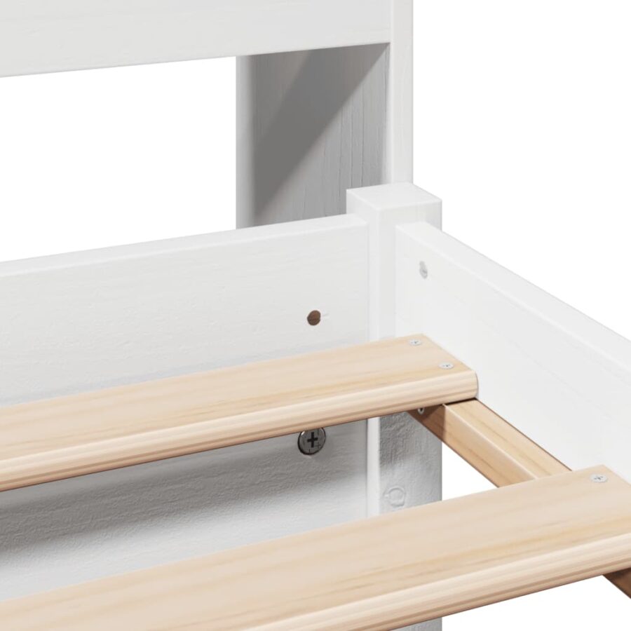 Bed met boekenkast zonder matras grenenhout wit 180x200 cm - Afbeelding 9