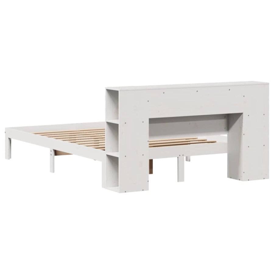 Bed met boekenkast zonder matras grenenhout wit 160x200 cm - Afbeelding 8
