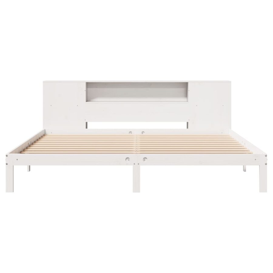 Bed met boekenkast zonder matras grenenhout wit 180x200 cm - Afbeelding 4