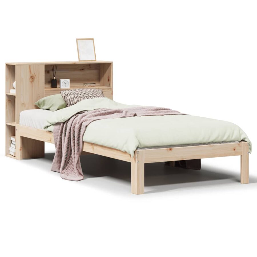 Bed met boekenkast zonder matras massief grenenhout 75x190 cm - Afbeelding 2
