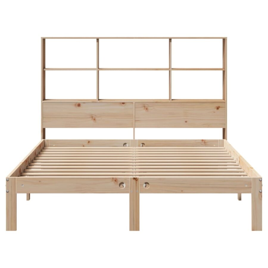 Bed met boekenkast zonder matras massief grenenhout 140x190 cm - Afbeelding 4