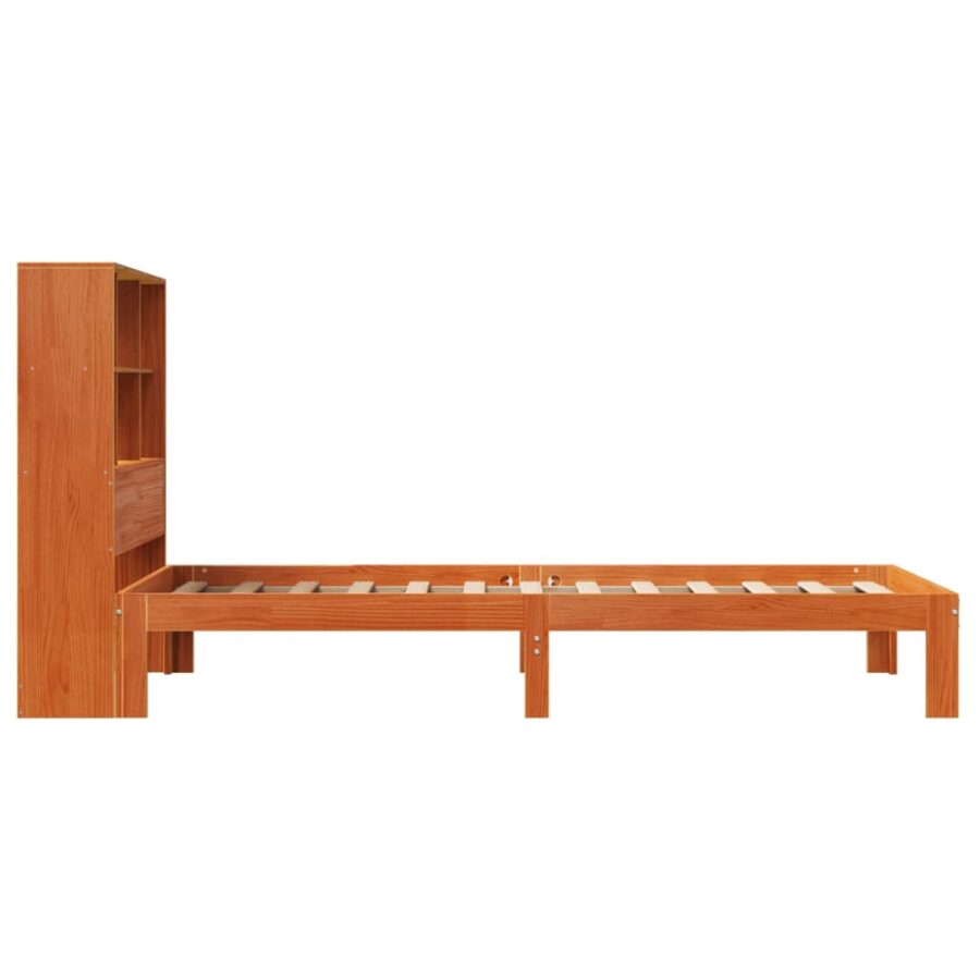 Bed met boekenkast zonder matras grenenhout wasbruin 90x190 cm - Afbeelding 7