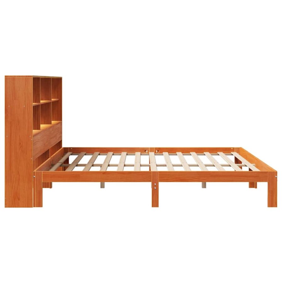 Bed met boekenkast zonder matras grenenhout wasbruin 180x200 cm - Afbeelding 7