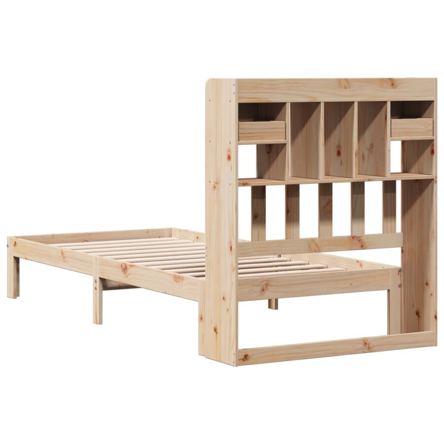 Bed met boekenkast zonder matras massief grenenhout 90x190 cm - Afbeelding 6