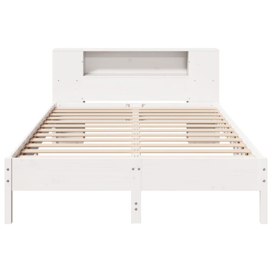 Bed met boekenkast zonder matras grenenhout wit 160x200 cm - Afbeelding 4