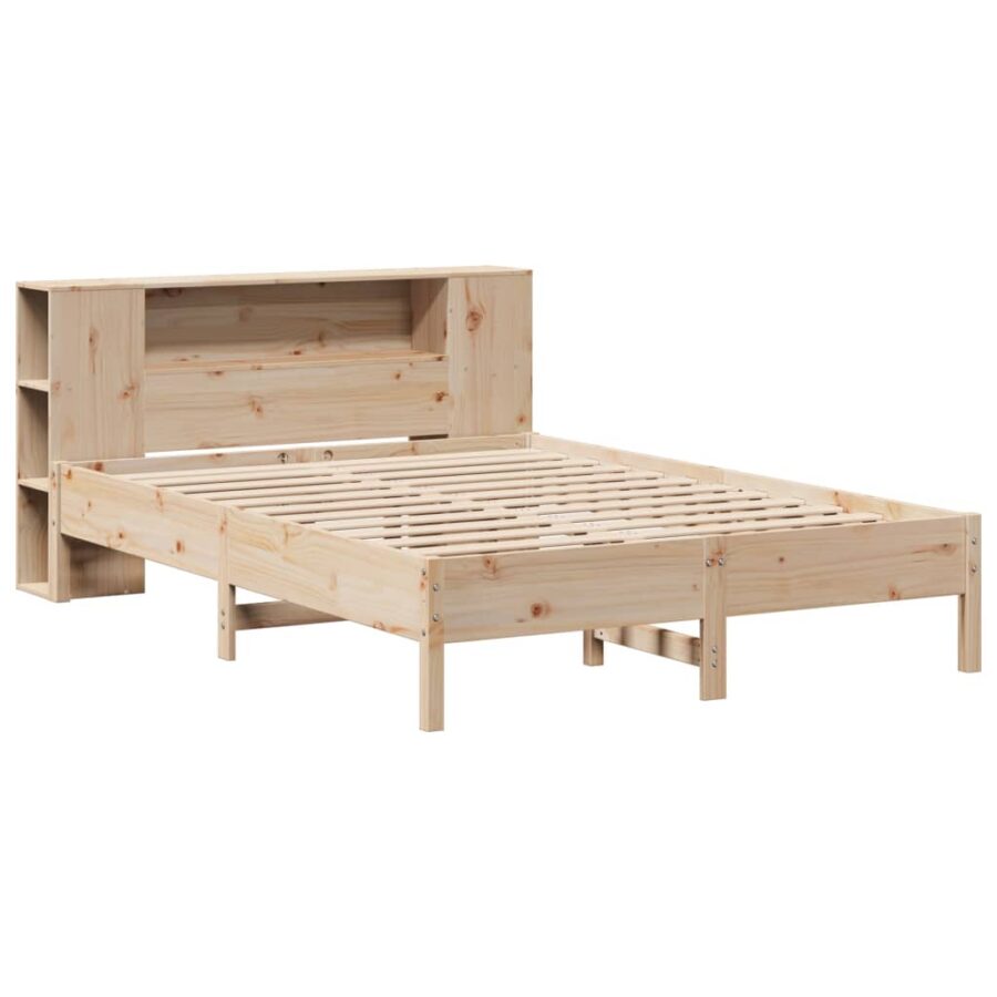 Bed met boekenkast zonder matras massief grenenhout 140x200 cm - Afbeelding 3