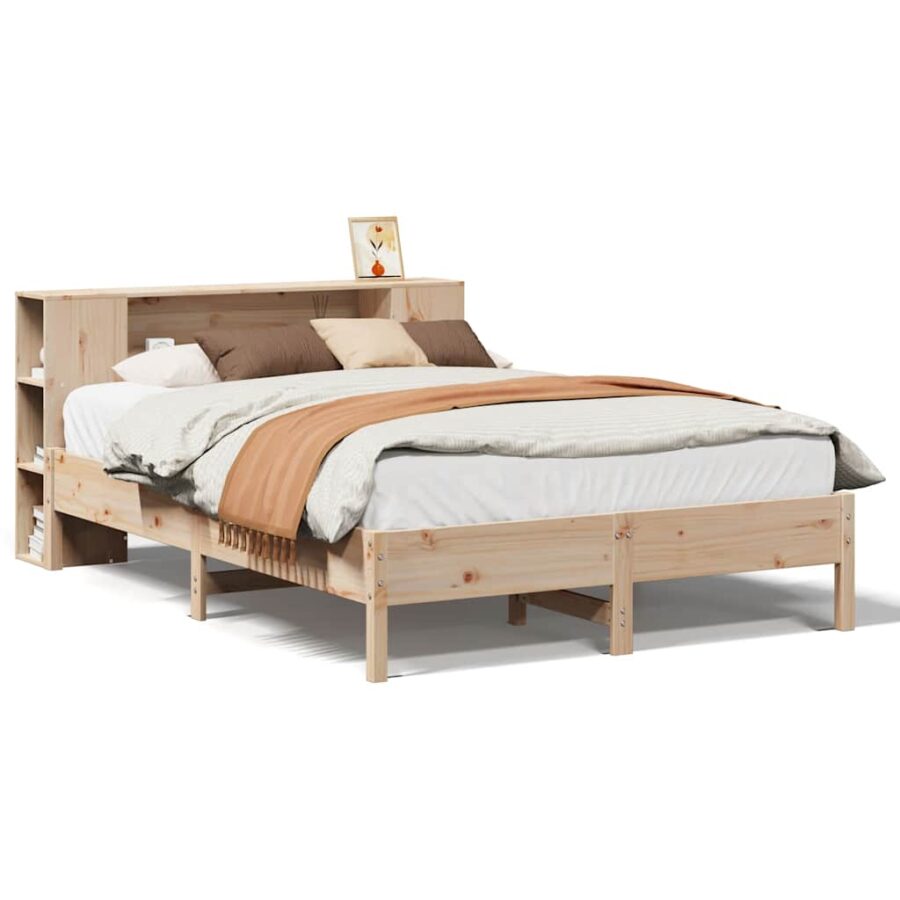 Bed met boekenkast zonder matras massief grenenhout 120x190 cm - Afbeelding 2