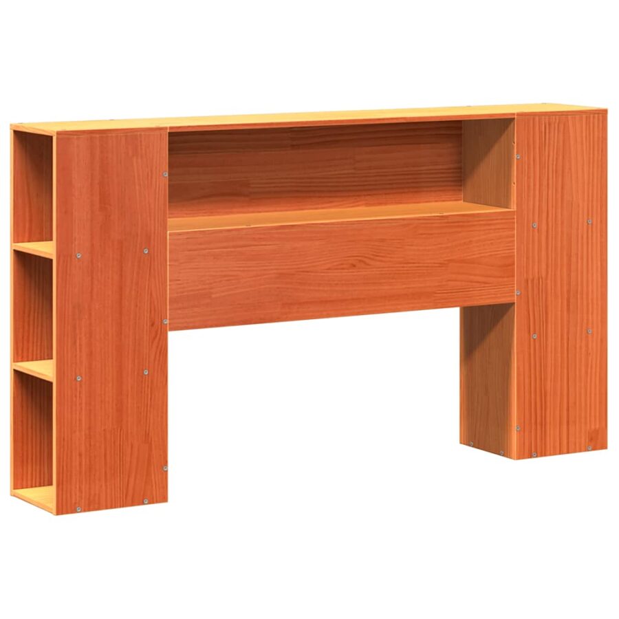 Bed met boekenkast zonder matras grenenhout wasbruin 120x190 cm - Afbeelding 7