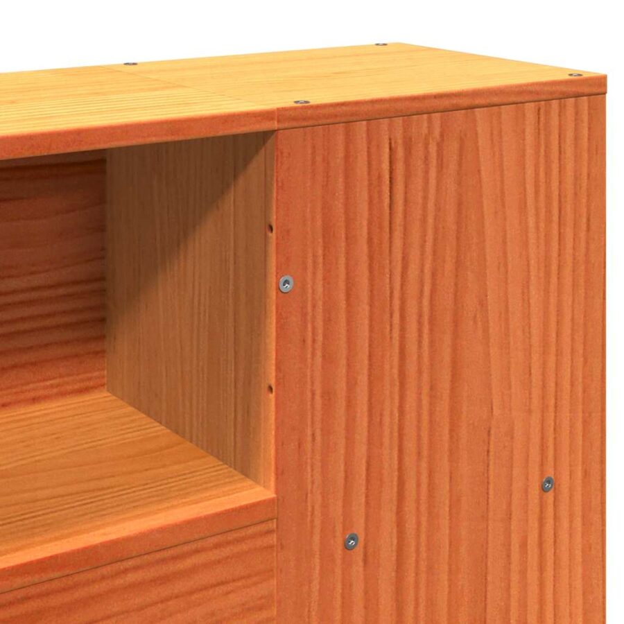 Bed met boekenkast zonder matras grenenhout wasbruin 120x190 cm - Afbeelding 9