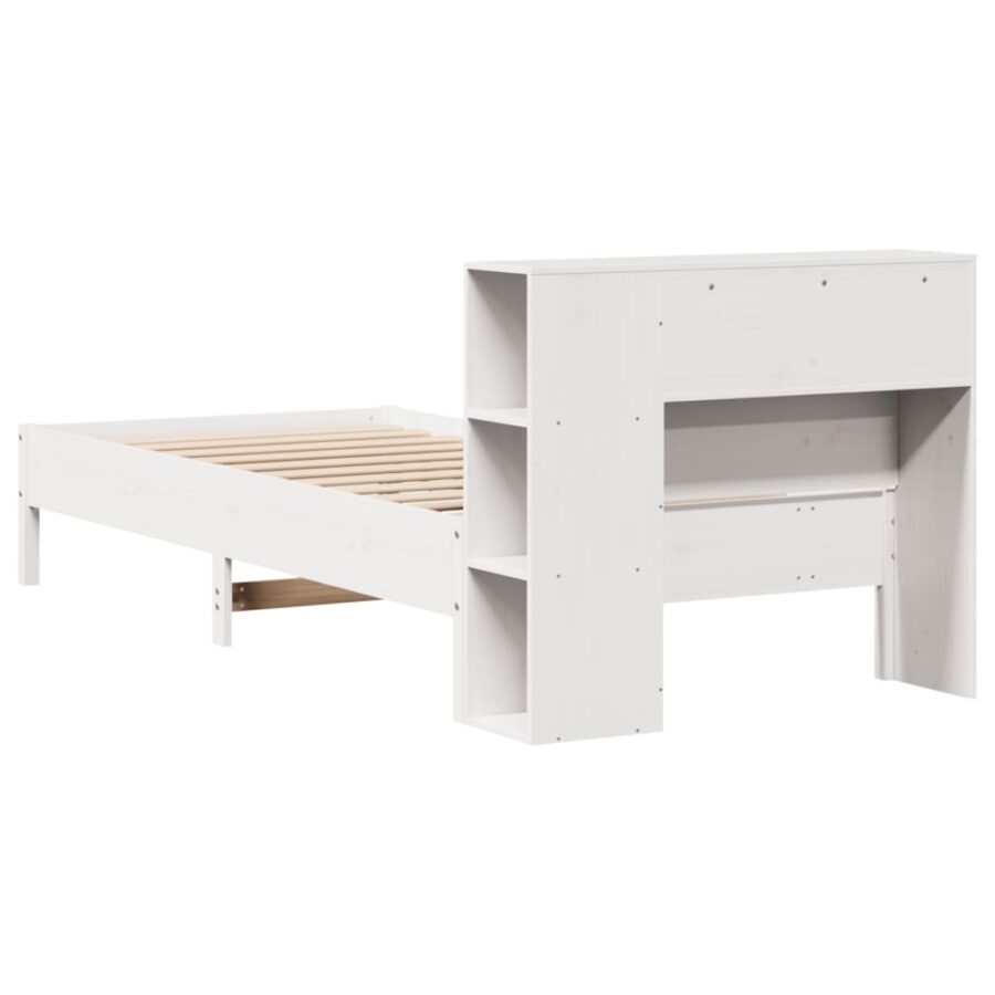 Bed met boekenkast zonder matras grenenhout wit 75x190 cm - Afbeelding 6