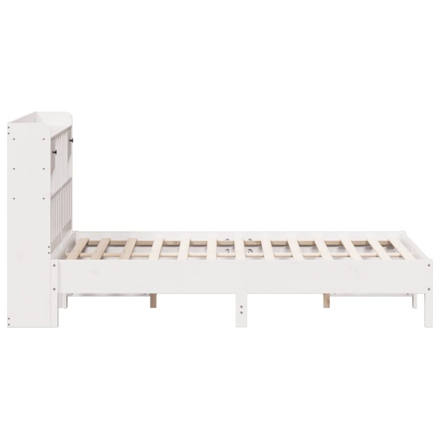 Bed met boekenkast zonder matras grenenhout wit 140x200 cm - Afbeelding 5