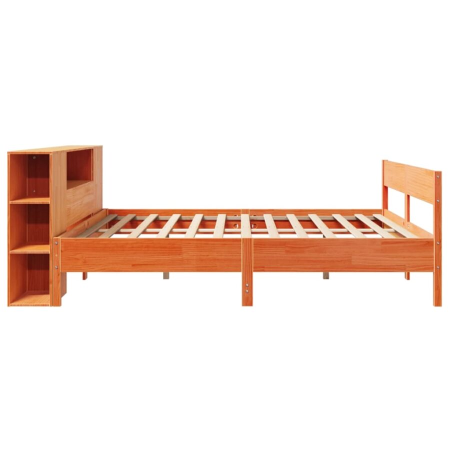 Bed met boekenkast zonder matras grenenhout wasbruin 180x200 cm - Afbeelding 5