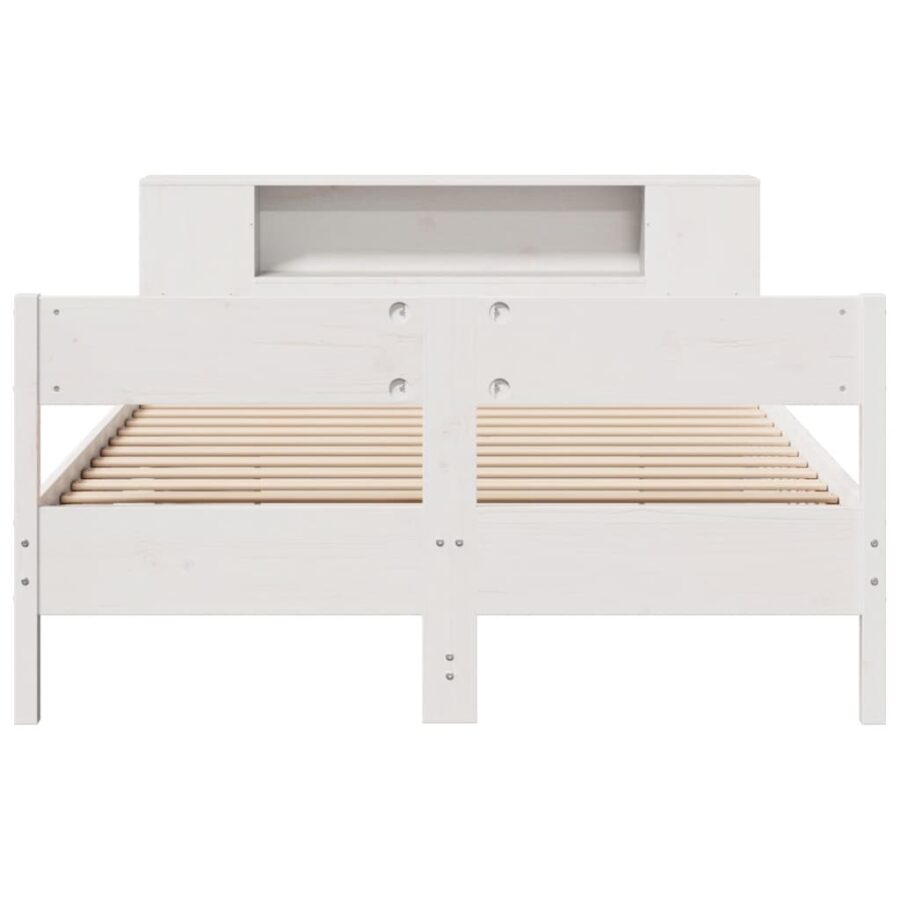 Bed met boekenkast zonder matras grenenhout wit 135x190 cm - Afbeelding 4