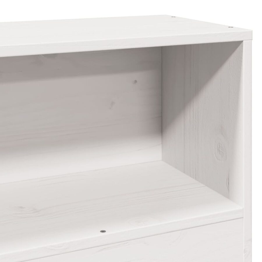 Bed met boekenkast zonder matras grenenhout wit 100x200 cm - Afbeelding 9
