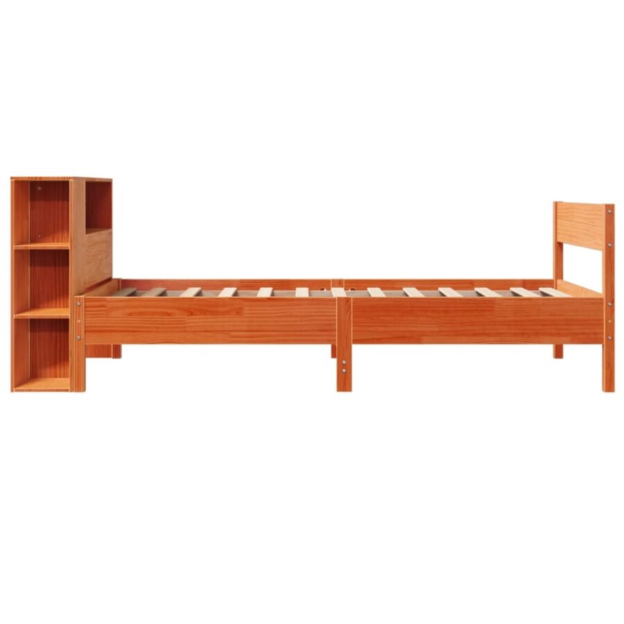 Bed met boekenkast zonder matras grenenhout wasbruin 75x190 cm - Afbeelding 5