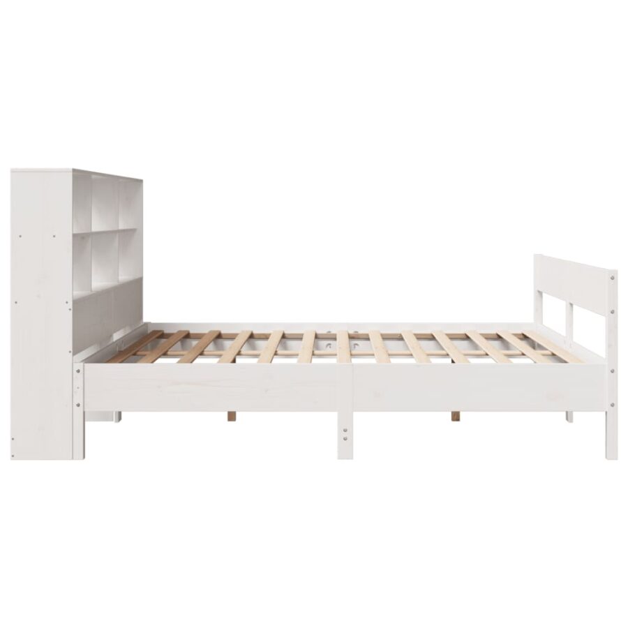 Bed met boekenkast zonder matras grenenhout wit 180x200 cm - Afbeelding 5