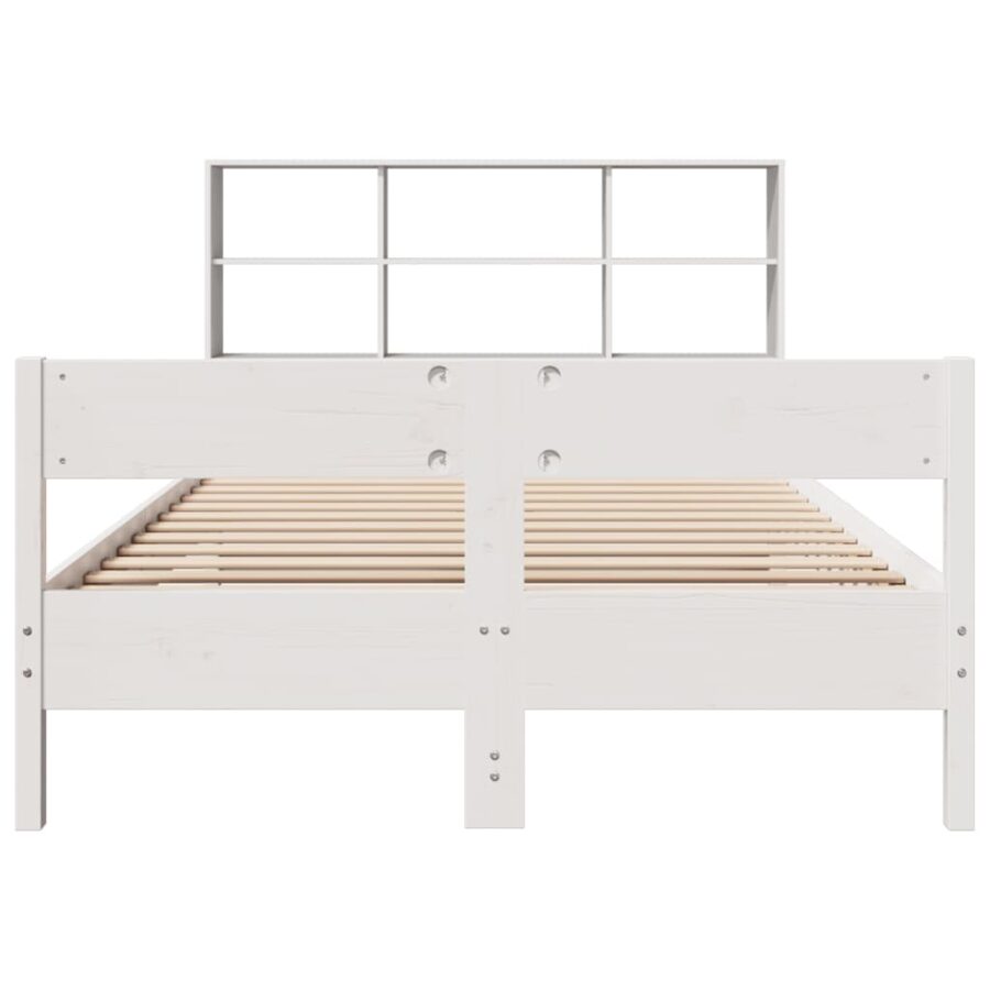 Bed met boekenkast zonder matras grenenhout wit 160x200 cm - Afbeelding 4