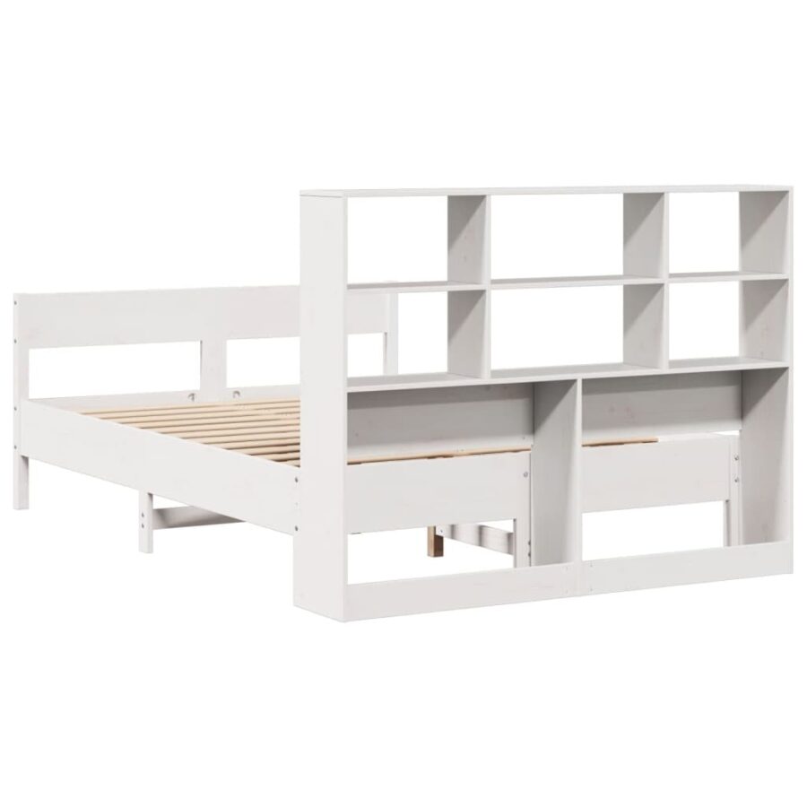 Bed met boekenkast zonder matras grenenhout wit 150x200 cm - Afbeelding 6