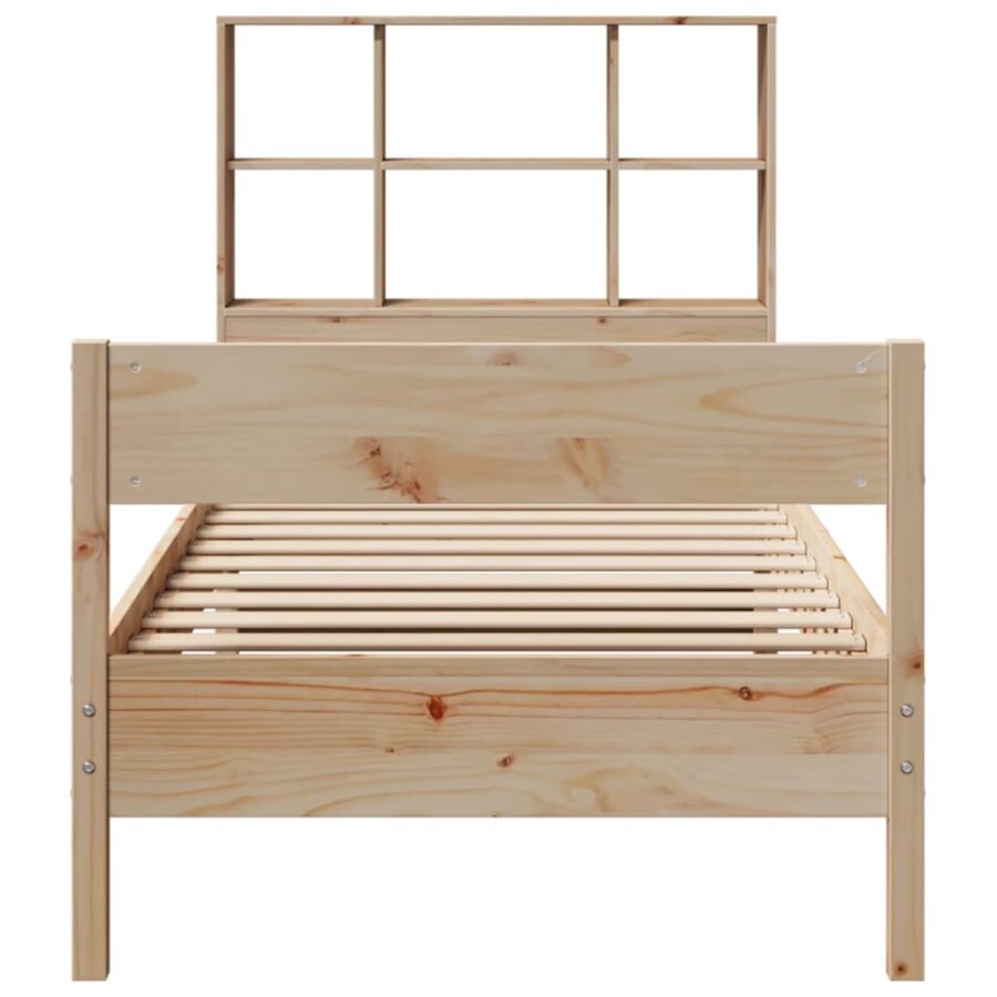 Bed met boekenkast zonder matras massief grenenhout 90x190 cm - Afbeelding 4