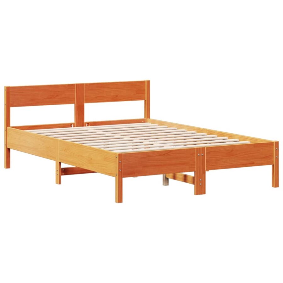 Bed met boekenkast zonder matras grenenhout wasbruin 160x200 cm - Afbeelding 8