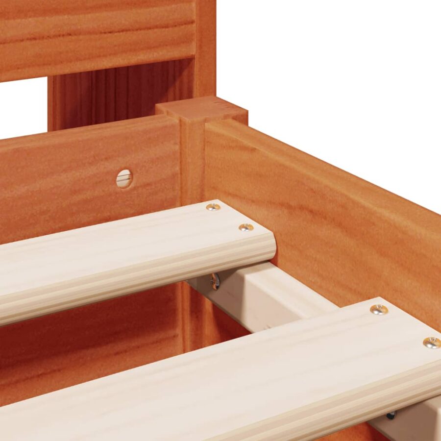 Bed met boekenkast zonder matras grenenhout wasbruin 120x200 cm - Afbeelding 9
