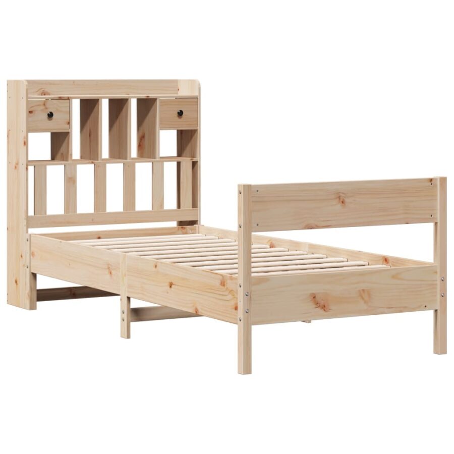 Bed met boekenkast zonder matras massief grenenhout 100x200 cm - Afbeelding 3