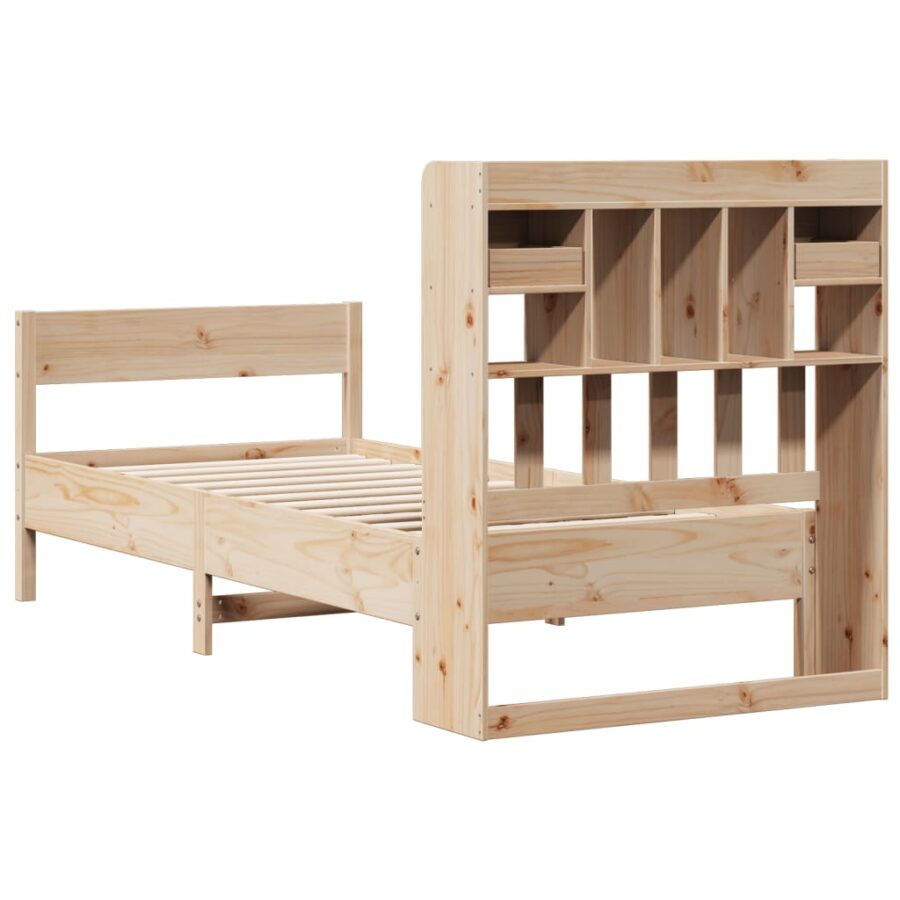 Bed met boekenkast zonder matras massief grenenhout 75x190 cm - Afbeelding 6