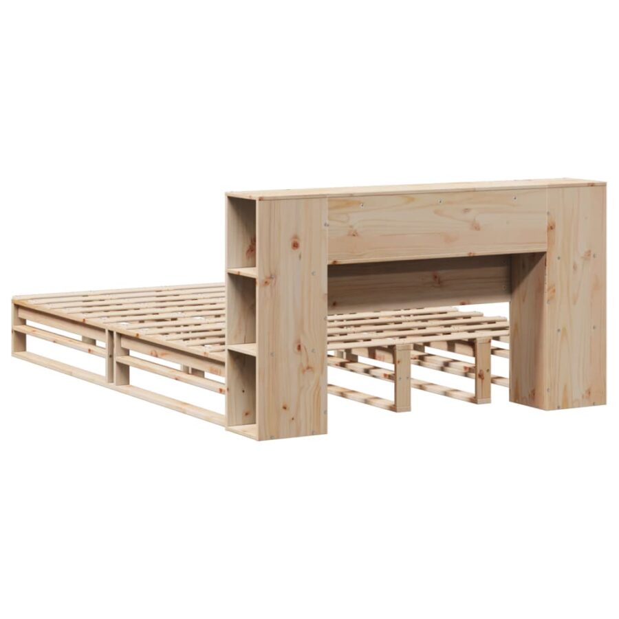 Bed met boekenkast zonder matras massief hout 160x200 cm - Afbeelding 8