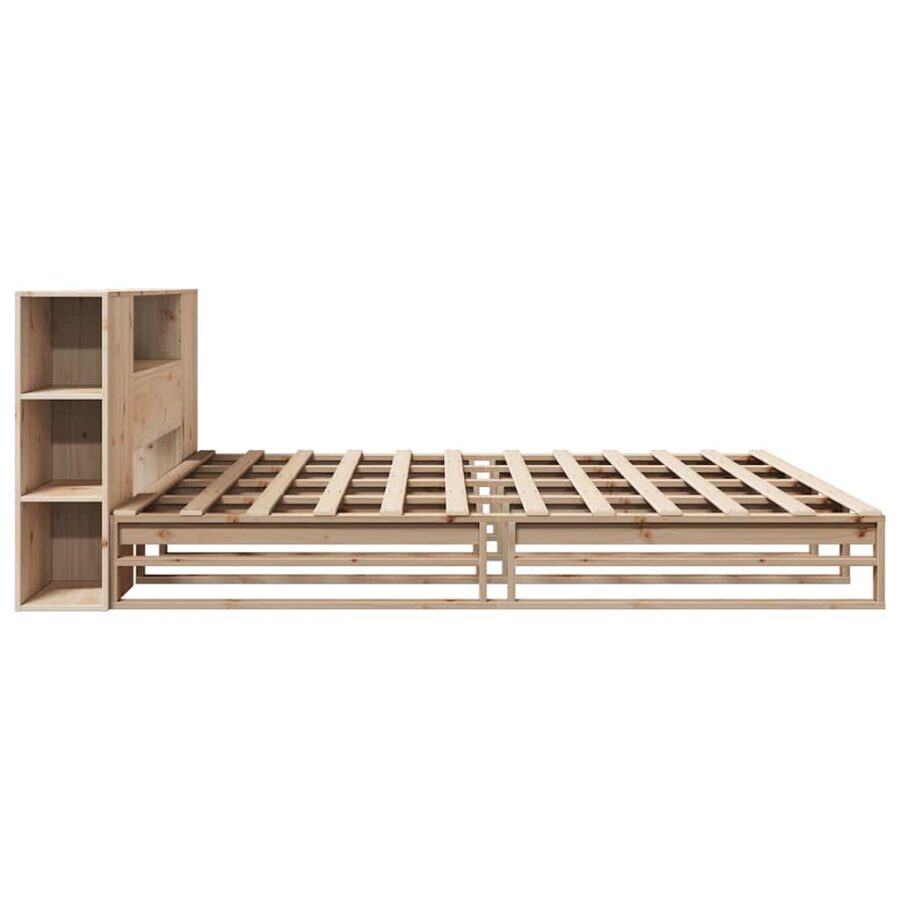 Bed met boekenkast zonder matras massief hout 200x200 cm - Afbeelding 7