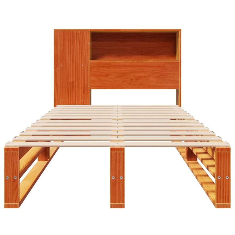 Bed met boekenkast zonder matras massief hout wasbruin 90x200cm - Afbeelding 4