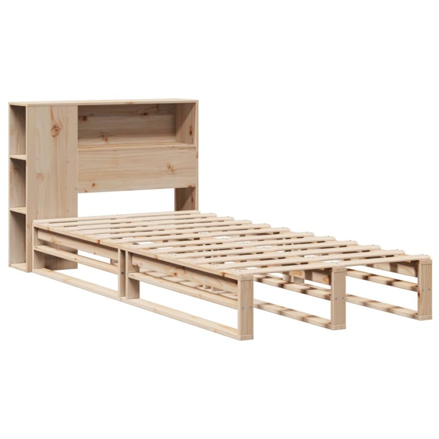 Bed met boekenkast zonder matras massief hout 90x190 cm - Afbeelding 3