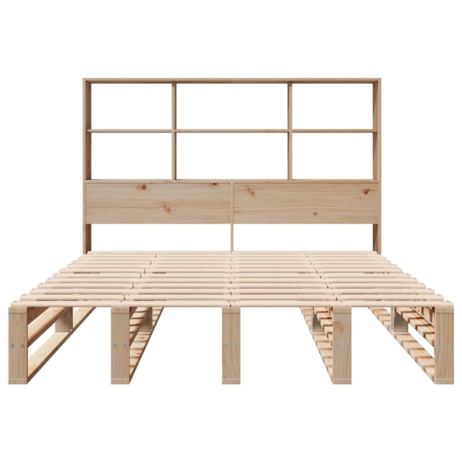Bed met boekenkast zonder matras massief hout 150x200 cm - Afbeelding 4