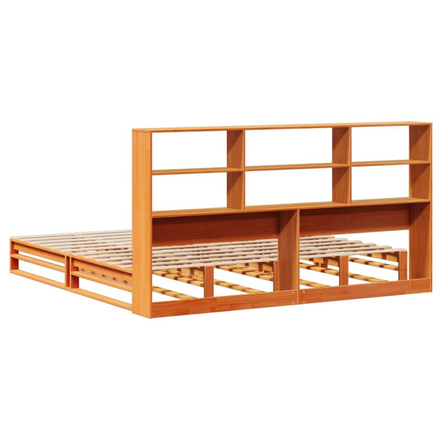 Bed met boekenkast zonder matras hout wasbruin 180x200 cm - Afbeelding 8