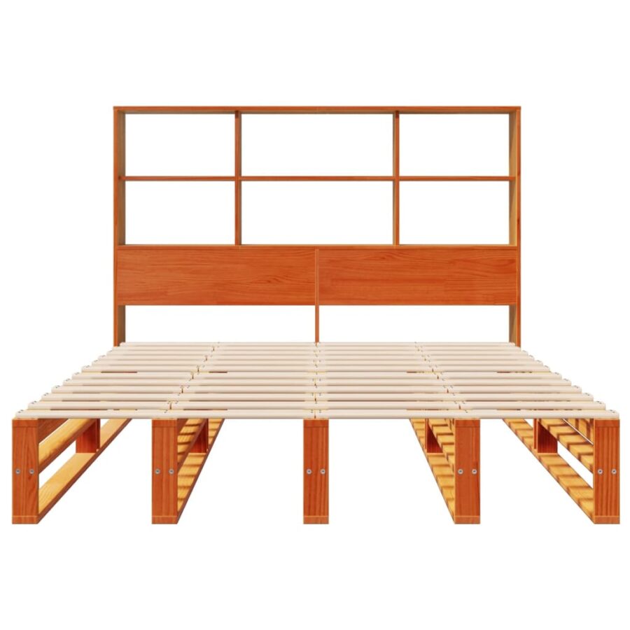 Bed met boekenkast zonder matras hout wasbruin 135x190 cm - Afbeelding 4