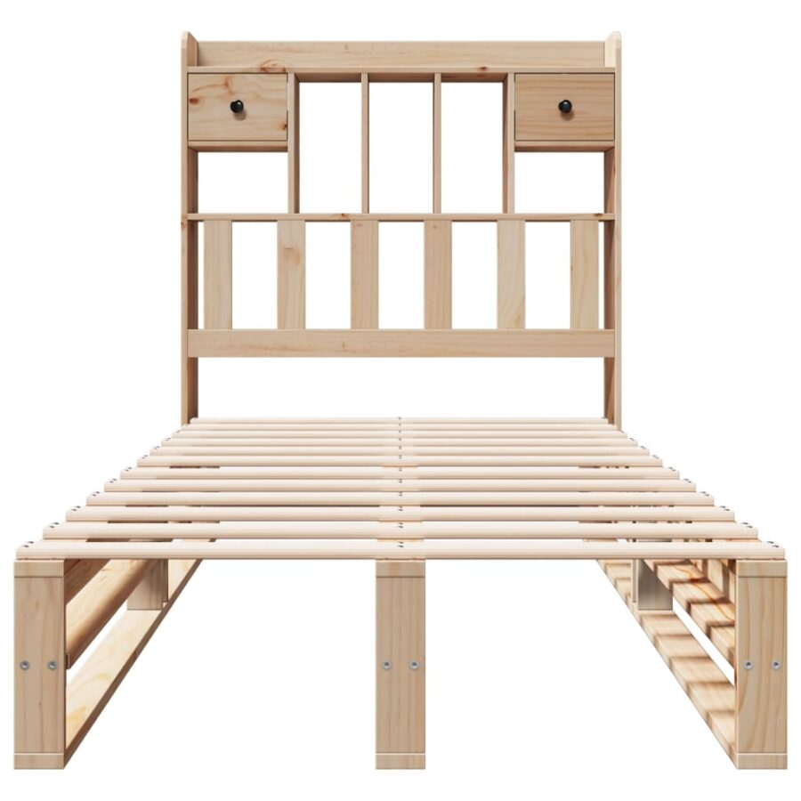 Bed met boekenkast zonder matras massief grenenhout 100x200 cm - Afbeelding 4