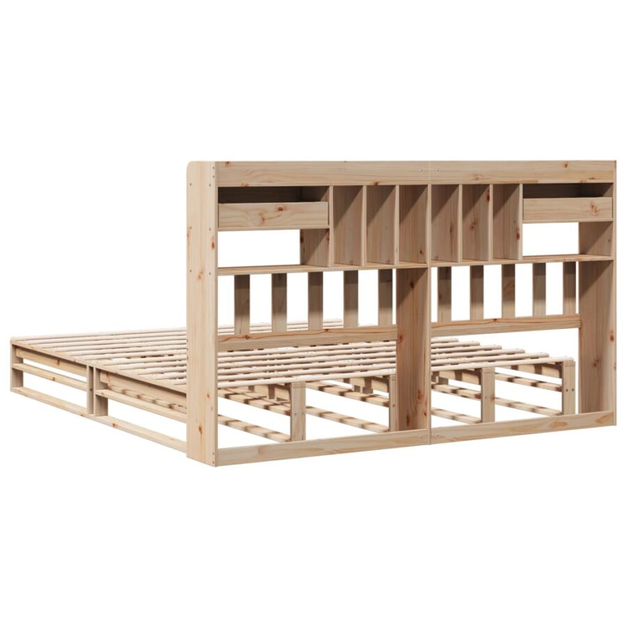 Bed met boekenkast zonder matras massief grenenhout 180x200 cm - Afbeelding 6