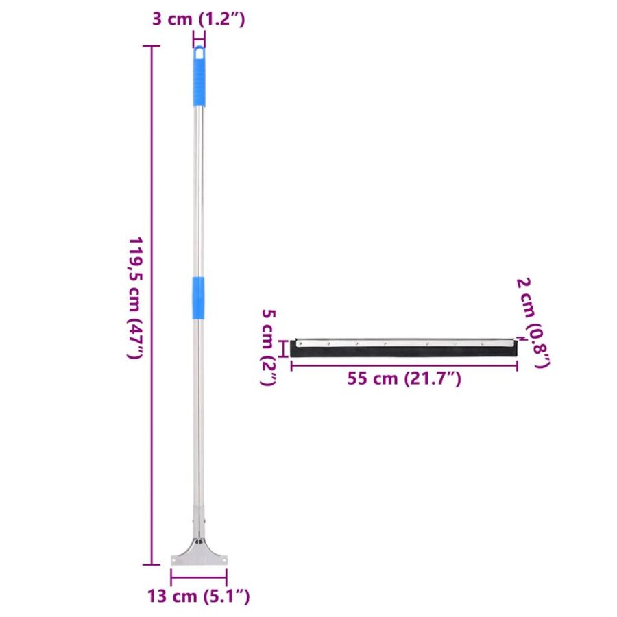 Vloerwisser 55x119,5 cm staal en rubber - Afbeelding 8
