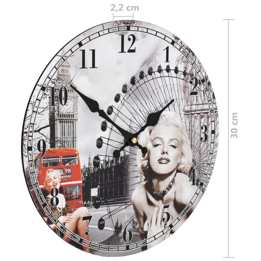 Wandklok vintage stijl Marilyn Monroe 30 cm - Afbeelding 6