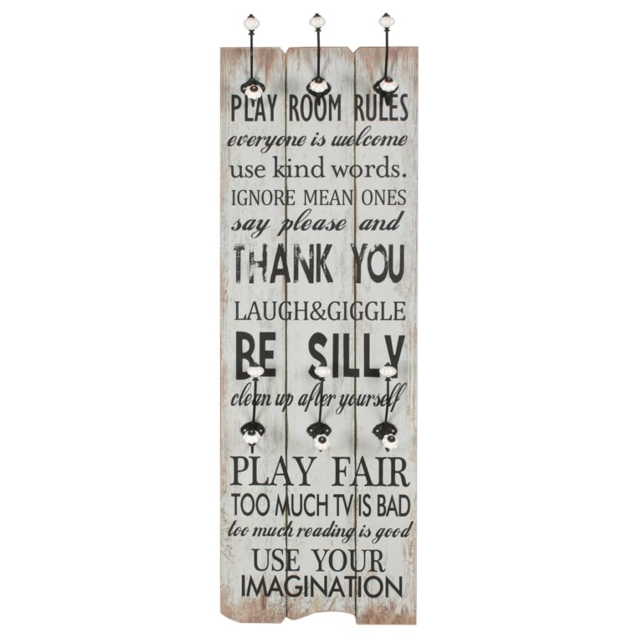 Wandkapstok met 6 haken THANK YOU 120x40 cm - Afbeelding 2