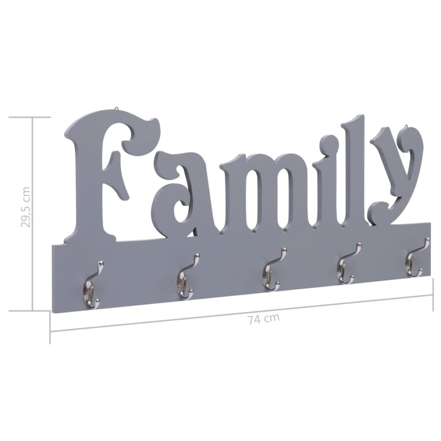 Wandkapstok FAMILY 74x29,5 cm grijs - Afbeelding 6