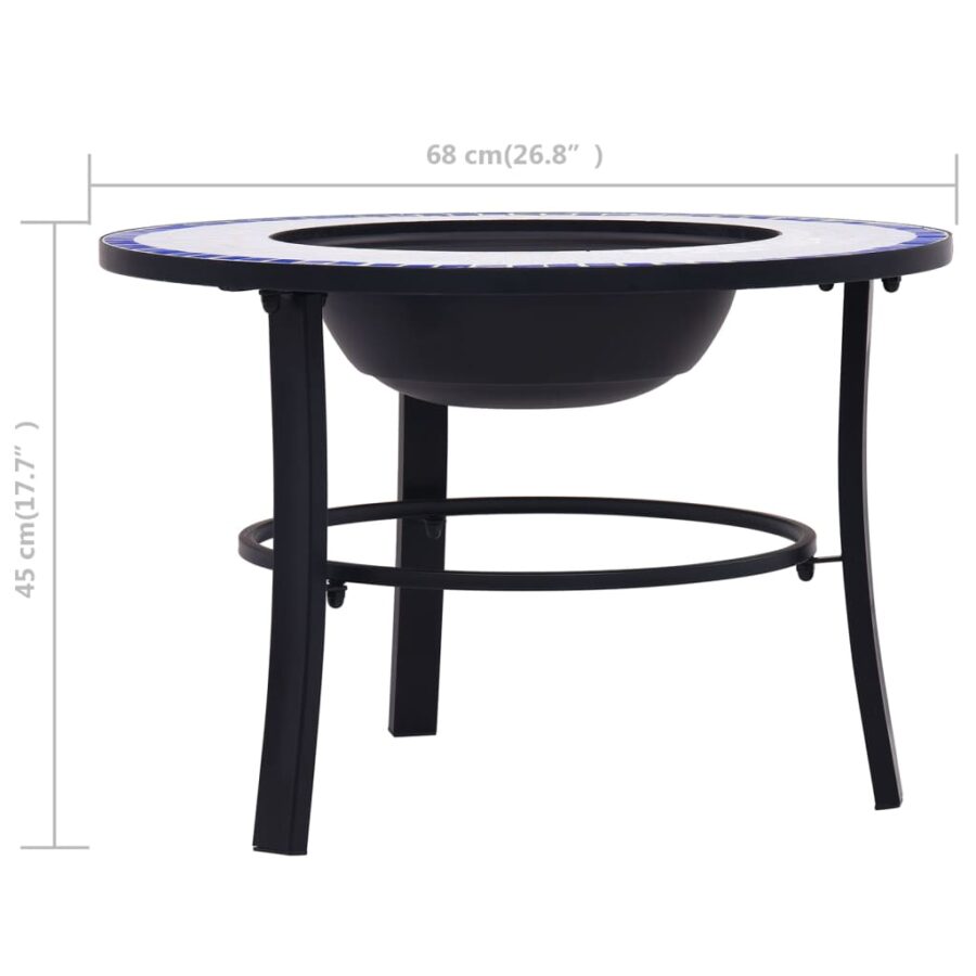 Vuurschaal mozaïek 68 cm keramiek blauw en wit - Afbeelding 9