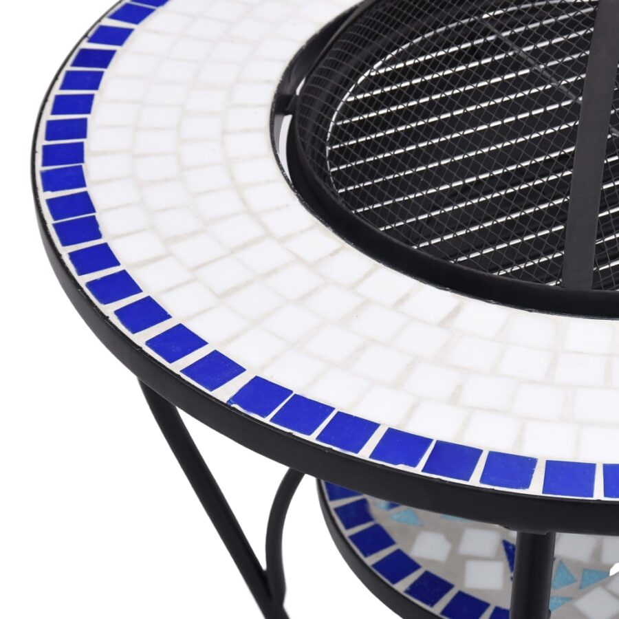 Vuurtafel mozaïek 68 cm keramiek blauw en wit - Afbeelding 7