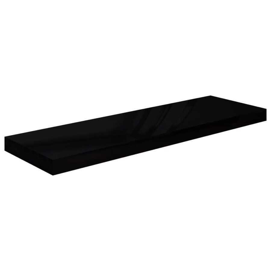 Wandschap zwevend 80x23,5x3,8 cm MDF hoogglans zwart - Afbeelding 2