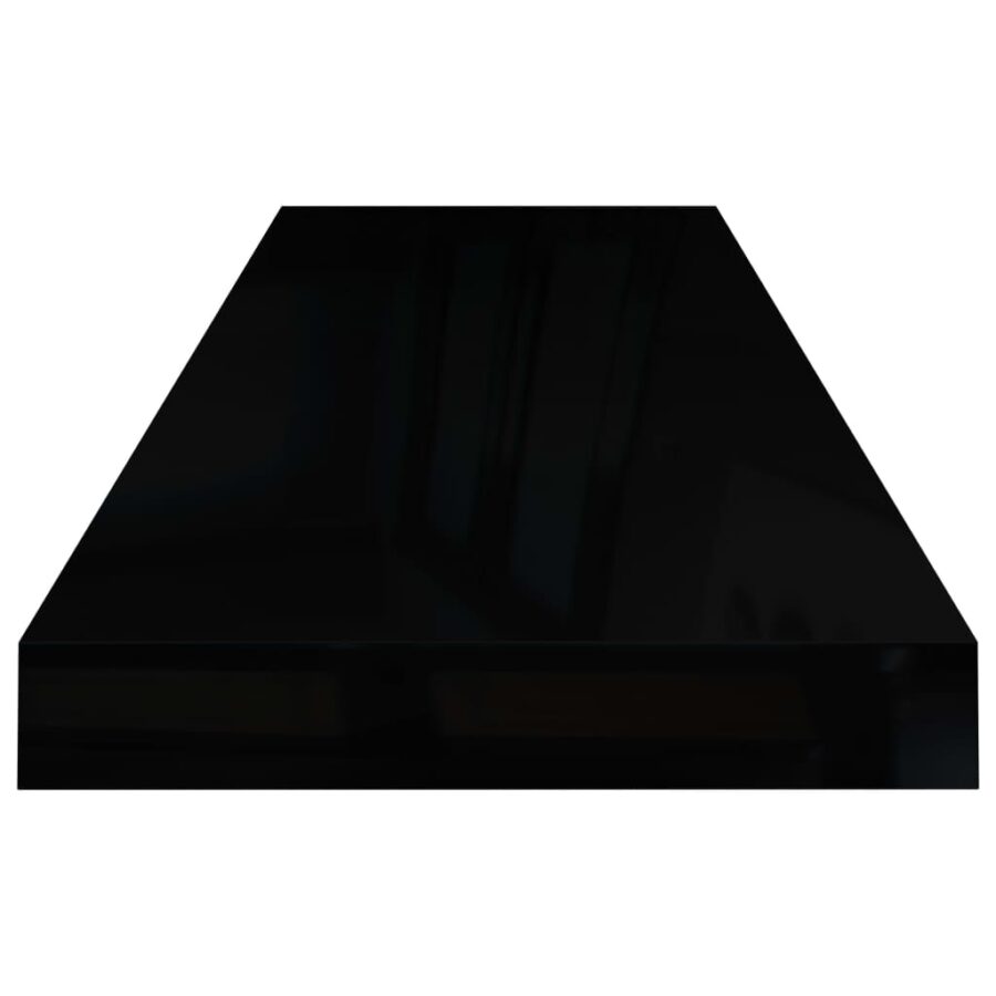 Wandschap zwevend 80x23,5x3,8 cm MDF hoogglans zwart - Afbeelding 5