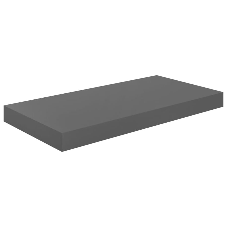 Wandschap zwevend 50x23x3,8 cm MDF hoogglans grijs - Afbeelding 2